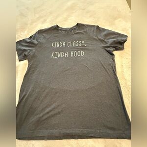 Men’s Gray Graphic T-Shirt With White Lettering. Size Large.